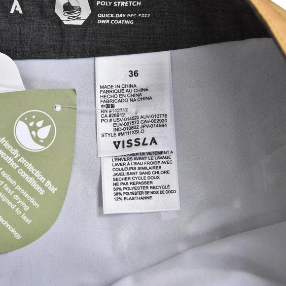 NWT Vissla Slow Rider 18.5" Boardshorts Grey Swim Trunks Bathing Suit Size 36 - Picture 11 of 13